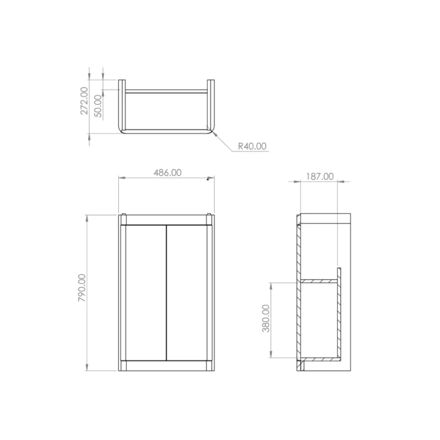 Saneux Hyde 50cm 2 Door Floor Standing Unit & Plinth - Matte Fiord detail view - Image 2