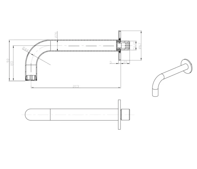 Crosswater Mpro Bath Spout Chrome detail view - Image 3