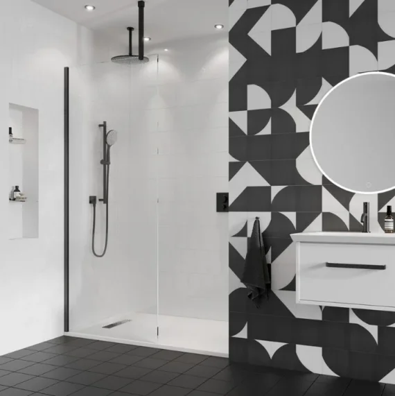 Crosswater Ceiling Shower Arm 200mm Matt Black detail view - Image 3