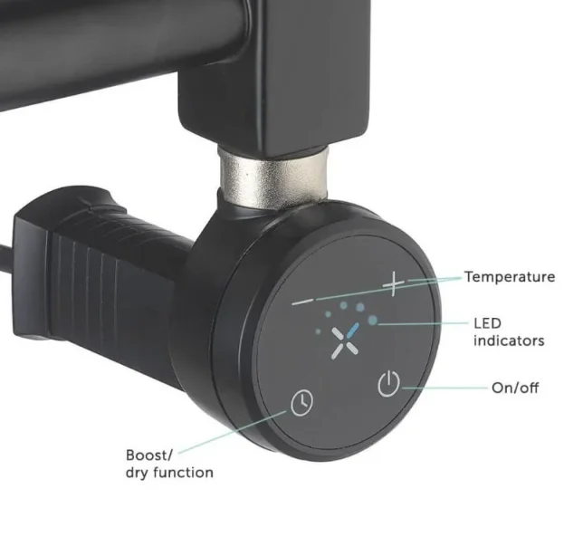 Crosswater Mpro Towel Warmer 480x1380 Electric Matt Black detail view - Image 4