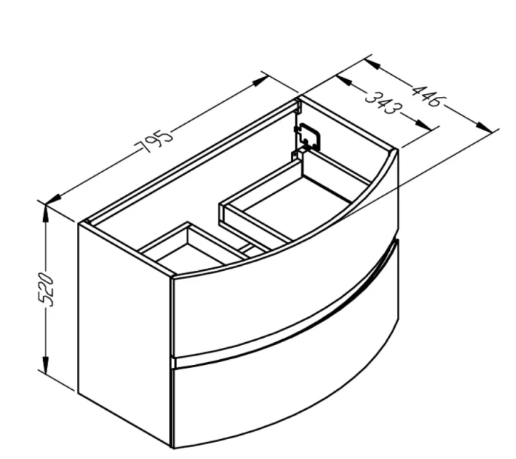 Crosswater Svelte Basin Unit 800 White Gloss technical drawing - Image 4