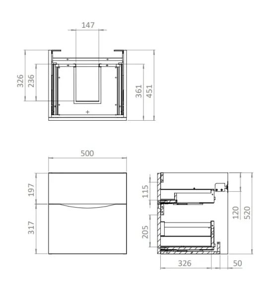 Crosswater Glide Ii 2 Drawer Basin Unit 500 Steelwood detail view - Image 9