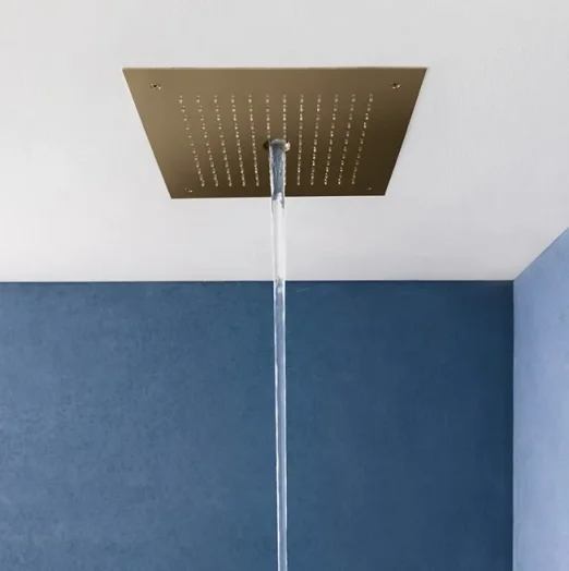 Crosswater Mpro Stream 380x380 Recessed Shower Head Brushed Brass detail view - Image 2