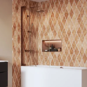 Crosswater Asura 8mm Hinged Bath Screen 900 Brushed Bronze