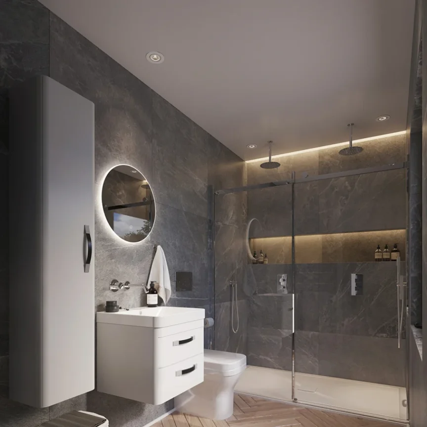 Saneux Hyde 50cm 2 Drawer Wall Mounted Unit - Matte White detail view - Image 2