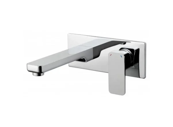 Vado Phase 2 Hole Basin Mixer Single Lever Wall Mounted With Rectangular Back Plate Chrome detail view - Image 3