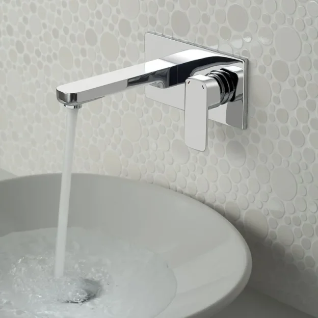 Vado Phase 2 Hole Basin Mixer Single Lever Wall Mounted With Rectangular Back Plate Chrome detail view - Image 5