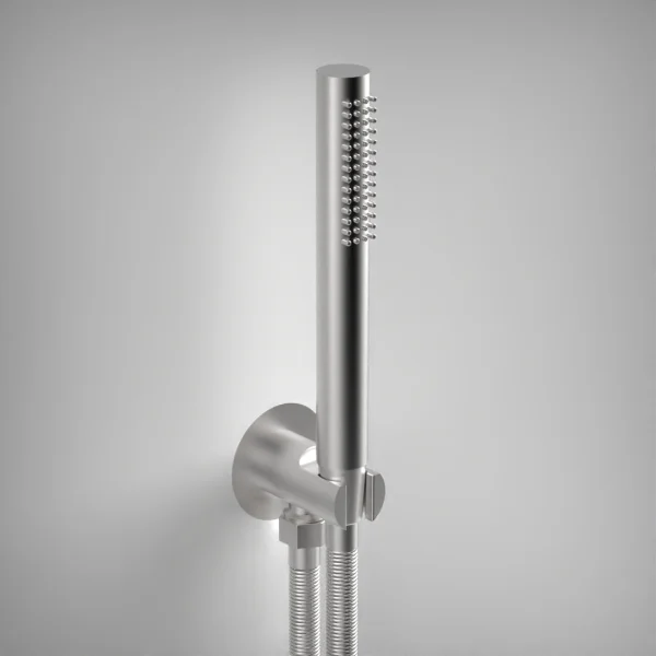 Ava Hand Shower Integrated Round Wall Outlet, Hose & Hand Shower - Brushed Stainless Steel