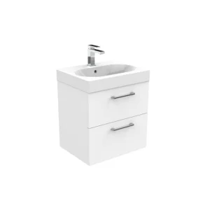 Saneux Austen 60cm 2 Drawer Wall Mounted Unit - Matte White