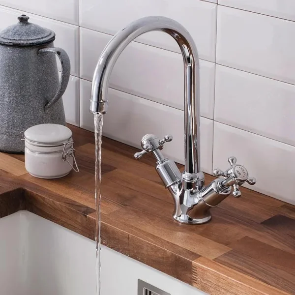 Crosswater Belgravia Cruciform Kitchen Mixer Deck Mounted Chrome detail view - Image 4
