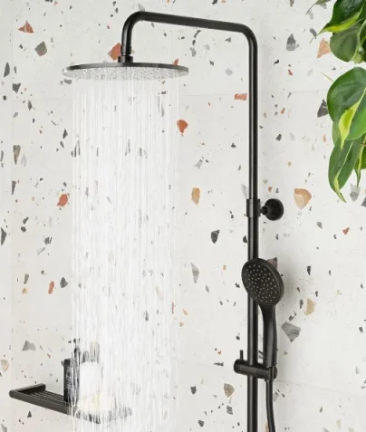 Vado Individual Nebula Adjustable Thermostatic Round Shower Column Brushed Black detail view - Image 2