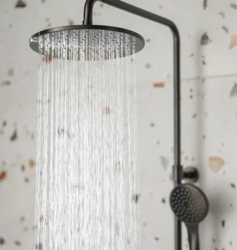 Vado Individual Nebula Adjustable Thermostatic Round Shower Column Brushed Black detail view - Image 4