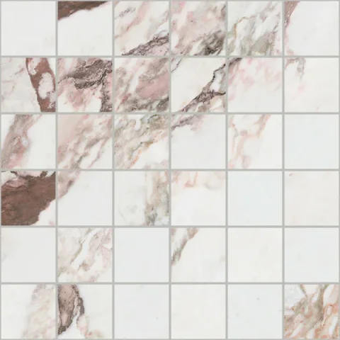European Tiles Charmo Calacatta Pink Mosaic 30 X 30cm Polished Wall Tile detail view - Image 4