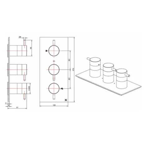 Crosswater Mpro 3 Handle Trimset (must Be Paired With Wlbp2000r+) Matt Black detail view - Image 3