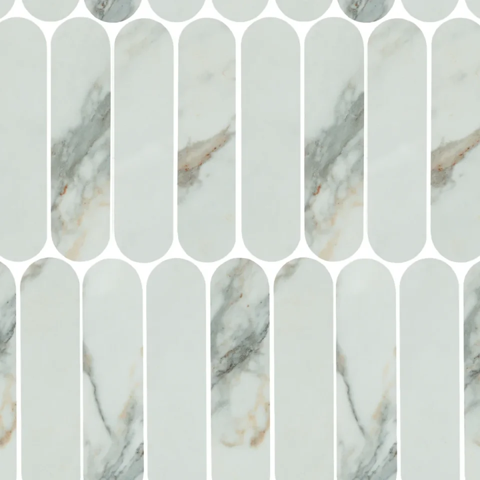 European Tiles Charmo Calacatta Pink Oval Mosaic 19.5 X 37cm Polished Wall Tile (sold Per Piece) detail view - Image 2