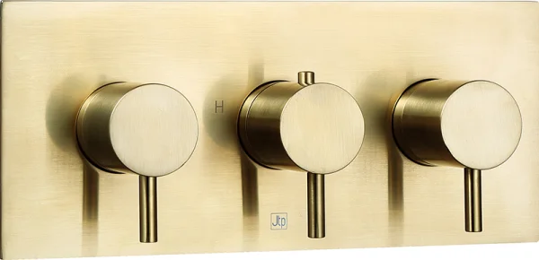 Just Taps Vos Thermostatic Concealed 3 Outlet Shower Valve Brushed Brass