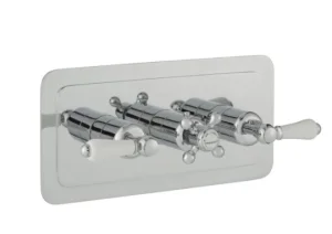 Just Taps Grosvenor Lever Thermostatic 3 Outlet Valve Horizontal Chrome