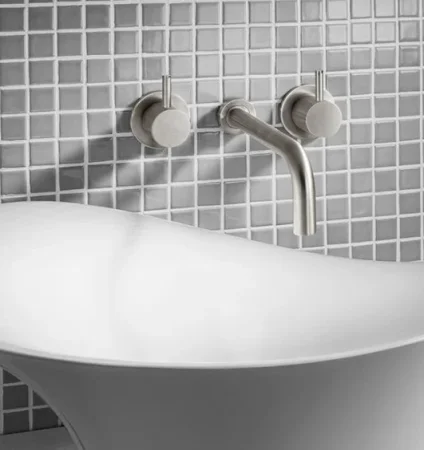 Crosswater Mpro Basin 3 Hole Set Wall Mounted Stainless detail view - Image 2