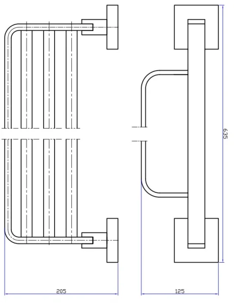 Crosswater Zeya Towel Rail 2 Tier 600mm Chrome technical drawing - Image 2