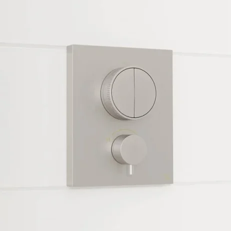 Crosswater Crossbox Push Mpro 2 Outlet Trim & Levers Stainless Steel Effect detail view - Image 2