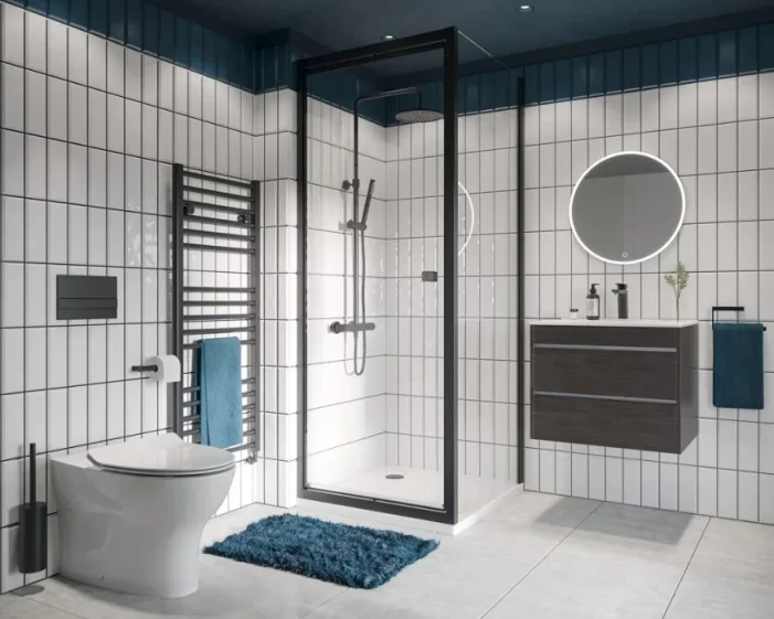 Crosswater High Flow Shower Waste Matt Black detail view - Image 2