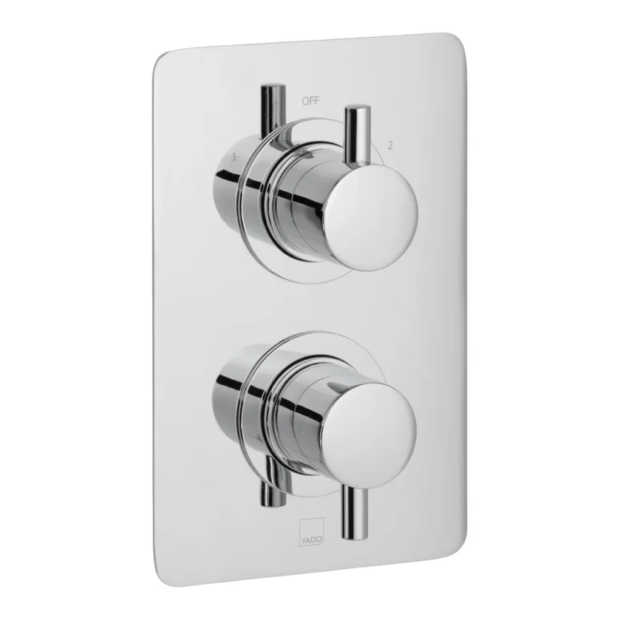 Vado Dx Celsius 1 Outlet 2 Handle Concealed Thermostatic Valve Soft Square Backplate Chrome product image - Image 1