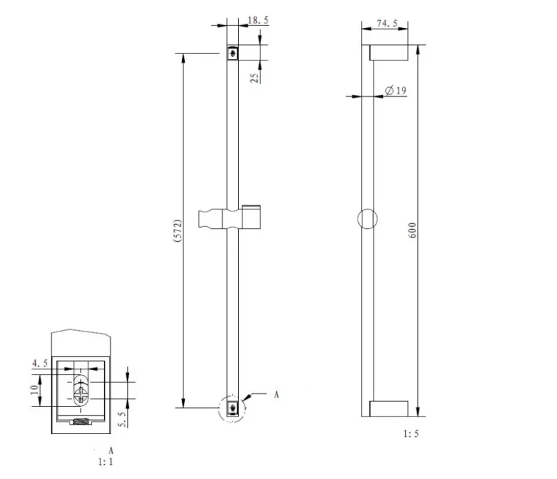 Crosswater Pier Package 1 Shower Kit Chrome technical drawing - Image 2