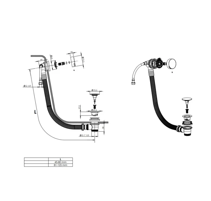 Crosswater Bath Click Clack Waste & Filler Chrome detail view - Image 4