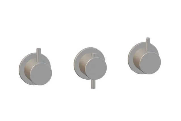 Ava Trend 4 Way 3 Handle Thermostat Valve W/Flange - Brushed Stainless Steel detail view - Image 2