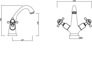 Crosswater Belgravia Crosshead High Neck Mono Basin No Waste Deck Mounted Chrome technical drawing - Image 2