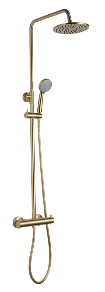 Just Taps Vos Thermostatic Bar Valve With 2 Outlets Adjustable Riser Brushed Brass detail view - Image 3