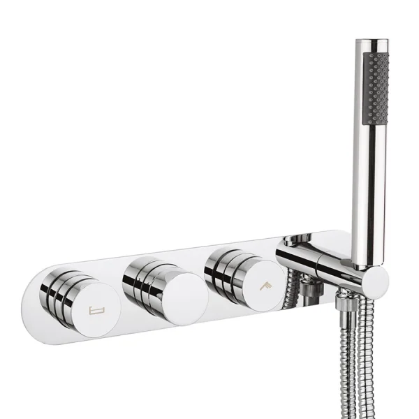 Crosswater Dial Central Thermostatic Bath Valve with 2 Way Diverter & Handset Chrome