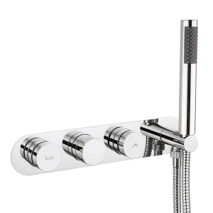 Crosswater Dial Central Thermostatic Bath Valve With 2 Way Diverter & Handset Chrome