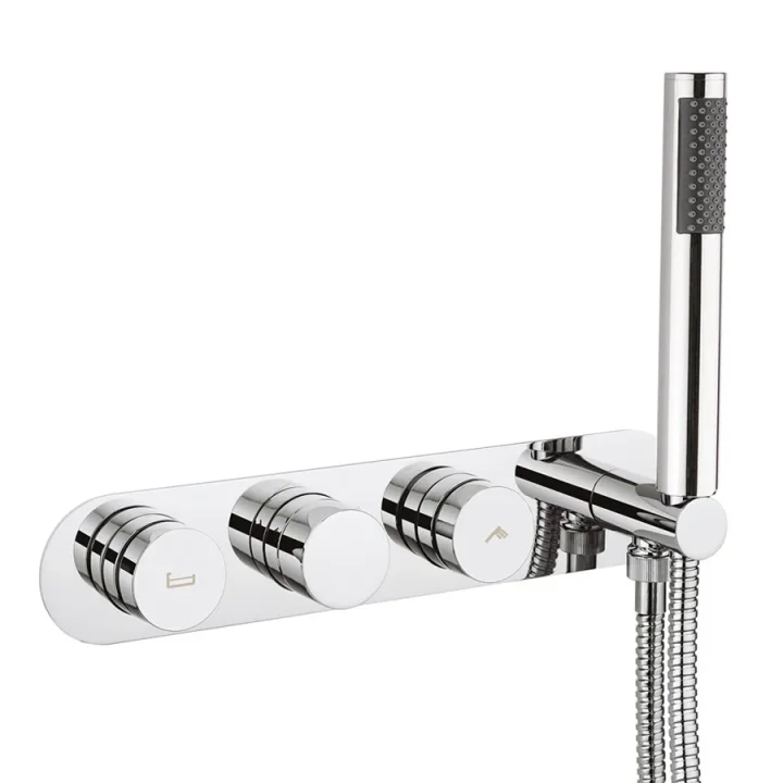 Crosswater Dial Central Thermostatic Bath Valve With 2 Way Diverter & Handset Chrome product image - Image 1
