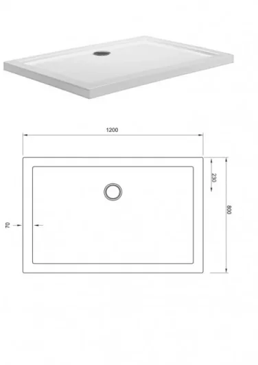 Crosswater Rectangular Shower Tray 800x1200 detail view - Image 2