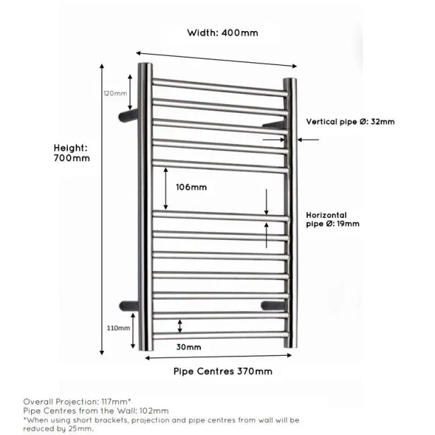 Jis Ouse 400 700 X 400mm Radiator For Central Heating Polished Stainless Steel detail view - Image 3
