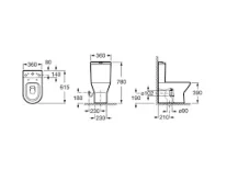 Roca Nexo Compact Close Coupled Wc Pan - Moulded Back To Wall technical drawing - Image 2