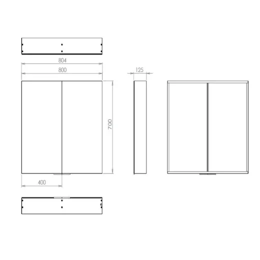 Hib Eris 80 Cabinet W80 X H70 X D13cm technical drawing - Image 3