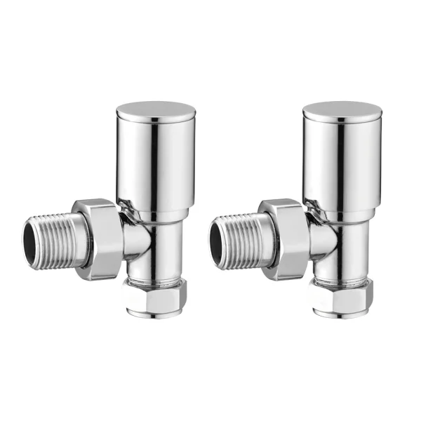 Ava Minimal Angled Radiator Valves Polished Chrome