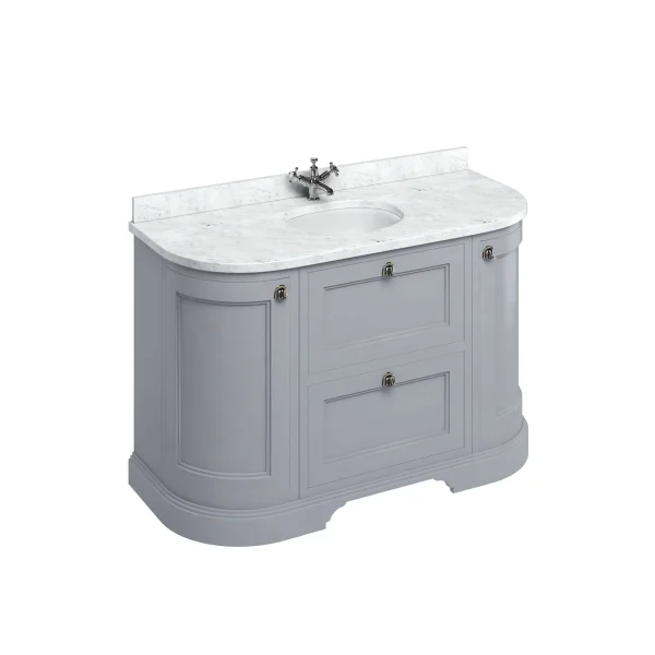 Burlington Freestanding 134 Curved Vanity Unit With Drawers - Grey