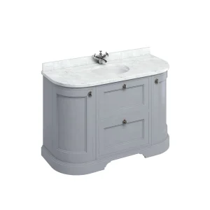 Burlington Freestanding 134 Curved Vanity Unit With Drawers - Grey
