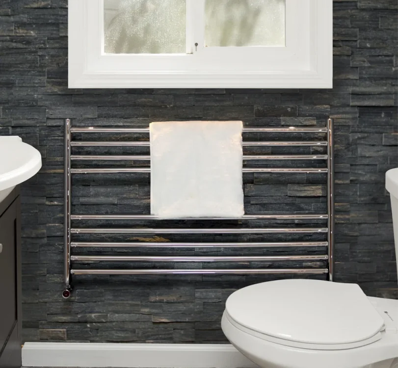 Vogue Pearl Towel Radiator Heating Only - Polished Stainless Steel 800X1000 detail view - Image 3