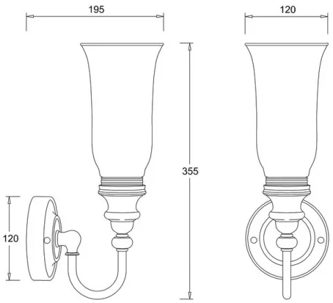 Burlington Ornate Base, Vase Clear Glass Shade - Chrome technical drawing - Image 2