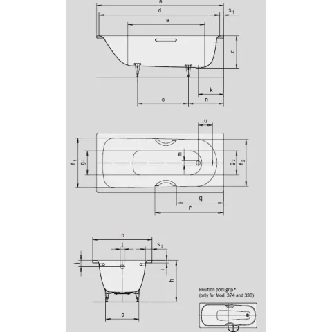 Kaldewei Saniform Plus 1700 X 700mm Bath - White - 2 Tap Hole (excl. Feet) detail view - Image 3