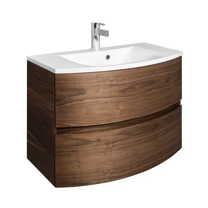 Crosswater Svelte Basin Unit 800 American Walnut detail view - Image 2