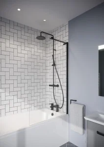 Crosswater 6mm Fixed Bath Screen 900 Matt Black