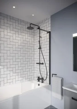 Crosswater 6mm Fixed Bath Screen 900 Matt Black