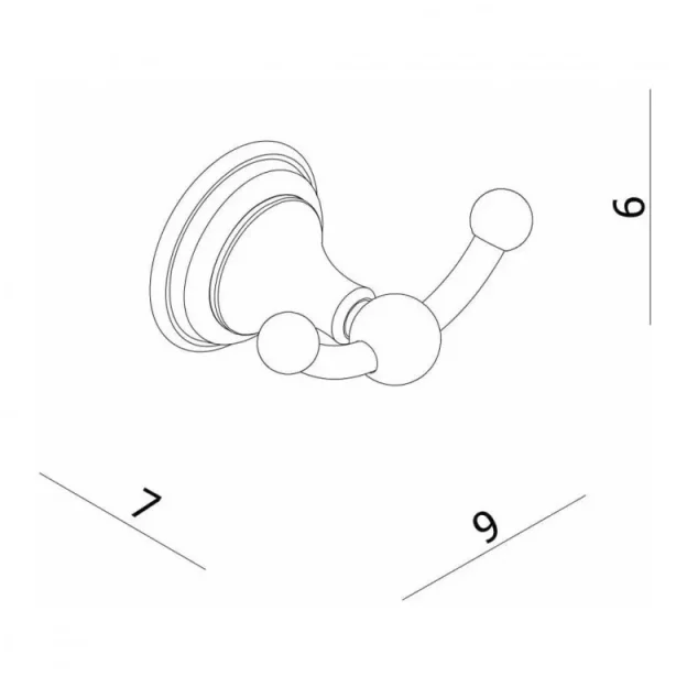 Crosswater Belgravia Double Robe Hook Chrome technical drawing - Image 3