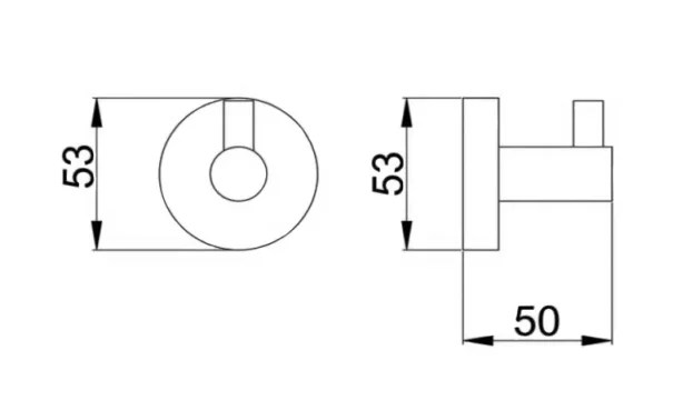 Just Taps Vos Robe Hook Brushed Black technical drawing - Image 2