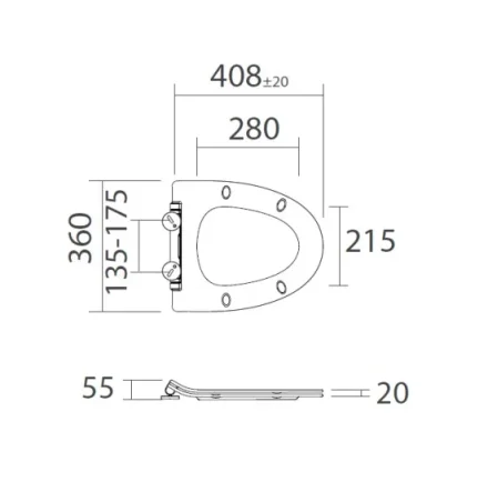 Crosswater Kai Soft Close Thin Toilet Seat White detail view - Image 5